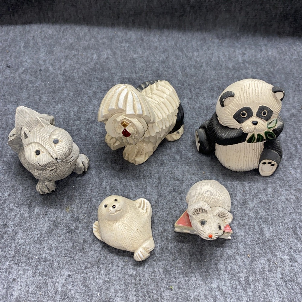 Artesania Rinconada Uruguay Animal Lot of 5 Dog Panda Mouse Seal Squirrel Signed